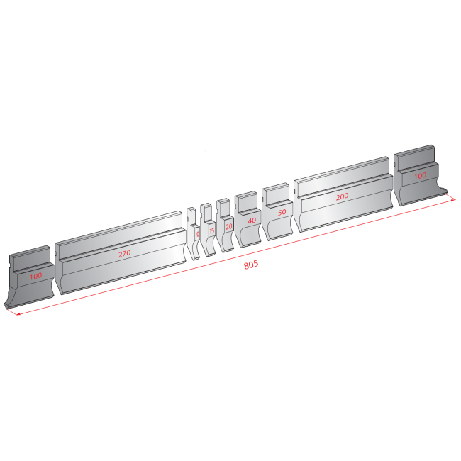 Poinçon type Amada Arrow N°1014 Lg 805 Fractionné