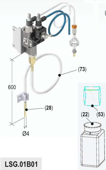 Système de micropulvérisation air-huile LTG.01B01 – 1 buse