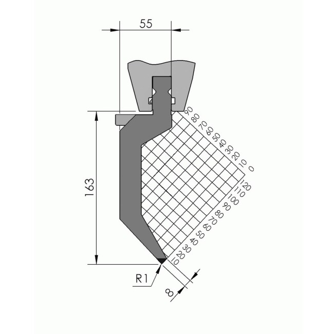 Poincon type Wila BIU-023 Lg 515 mm
