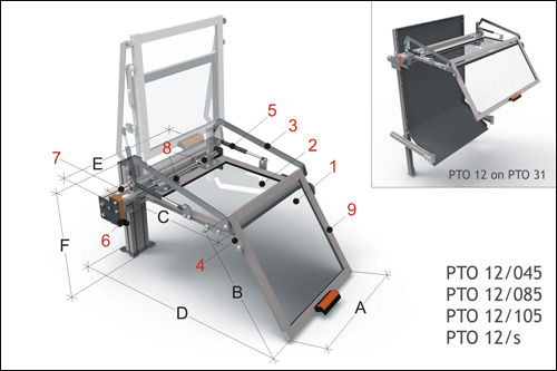 Chariot de tour Protecteur avec ouverture verticale - contre les copeaux, à installer sur le chariot longitudinal Protecteur avec ouverture verticale et bouclier L 450 mm. - Avec micro-interrupteur de sécurité