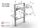 Protecteur pour chariot de tour avec ouverture verticale - contre les copeaux, à installer sur la PTO31 ou sur le support arrière SPTO13 Structure arrière pour protecteur PTO13 L. 800 mm. - profilés en aluminium extrudé - étriers de fixation pour le sol et le bâti de la machine