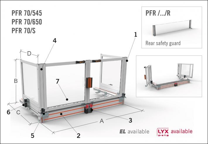 Protecteur réglable pour fraiseuse universelle - avec 2 sections complètement ouvrables sur un axe rotatif Protecteur de fraisage à 2 sections - 1000 x 505 H 450 mm.  - Avec n.2 micro-interrupteurs de sécurité NC