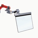 Protecteur de sécurité pour presses hydrauliques et machines diverses - avec bras articulés et bouclier à ouverture verticale Bouclier L 400 H 350 mm.