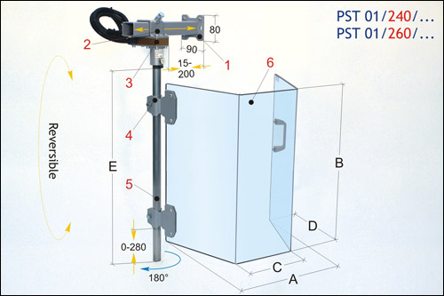 Protecteur de sécurité pour mortaiseuse - avec bouclier à ouverture horizontale Bouclier L 200-400 H 600 mm.