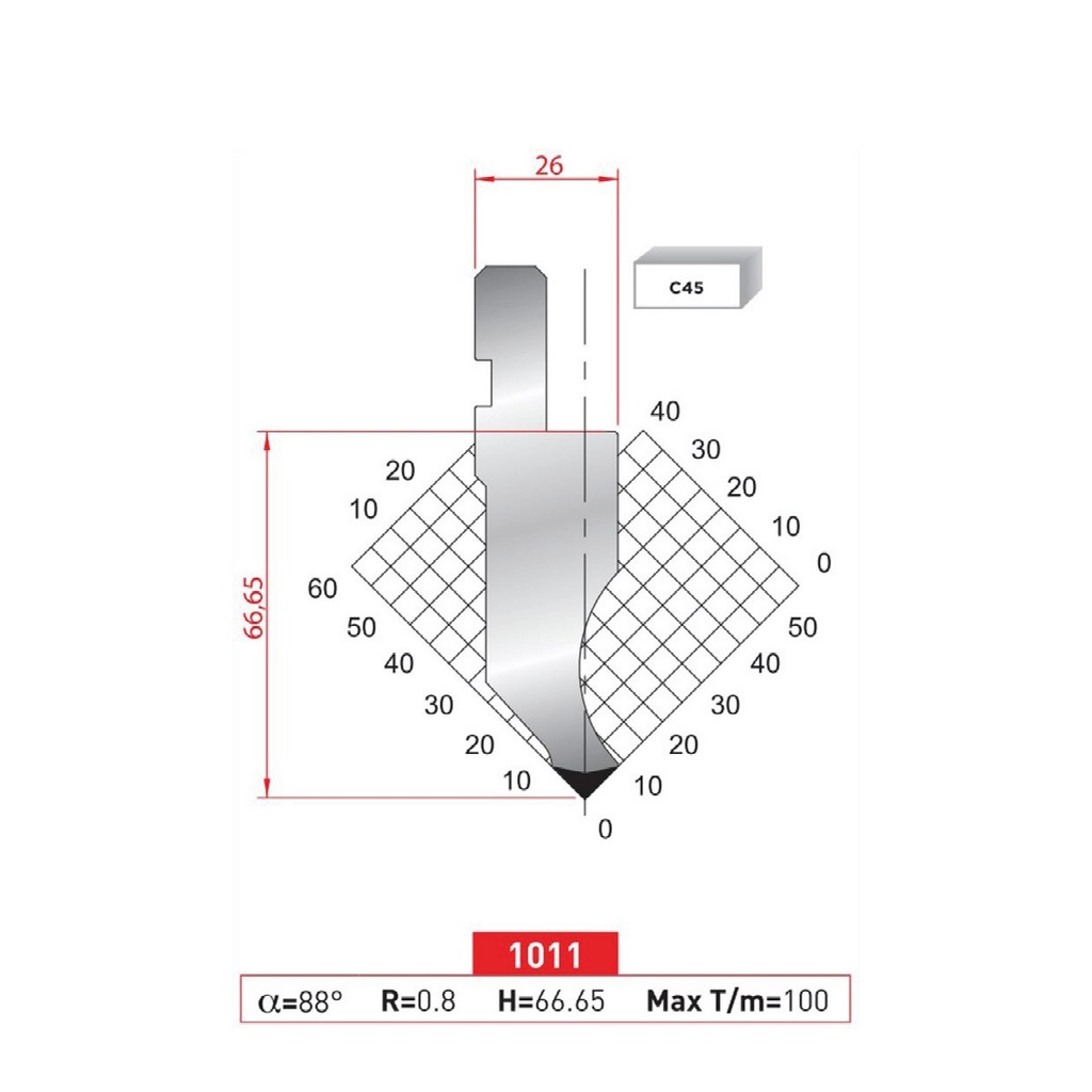 Poinçon type Amada neuf Arrow référence 1011 Lg 835