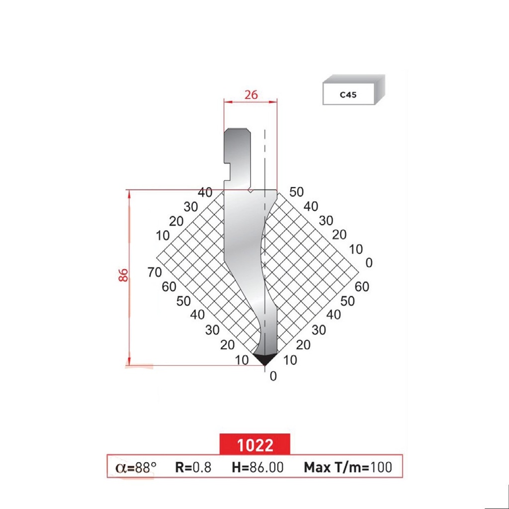 Poinçon type Amada neuf Arrow référence 1022 Lg 835