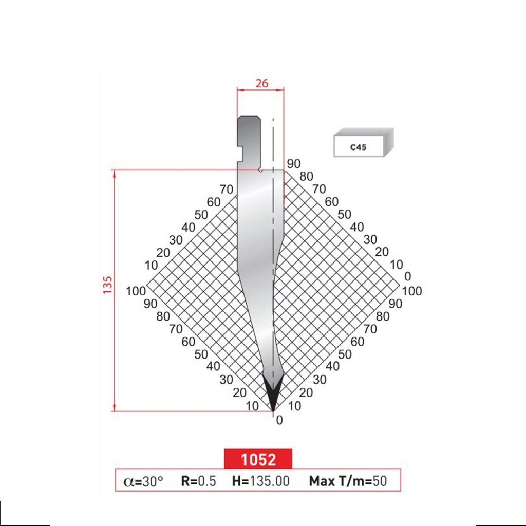 Poinçon type Amada neuf Arrow référence 1052 Lg 835