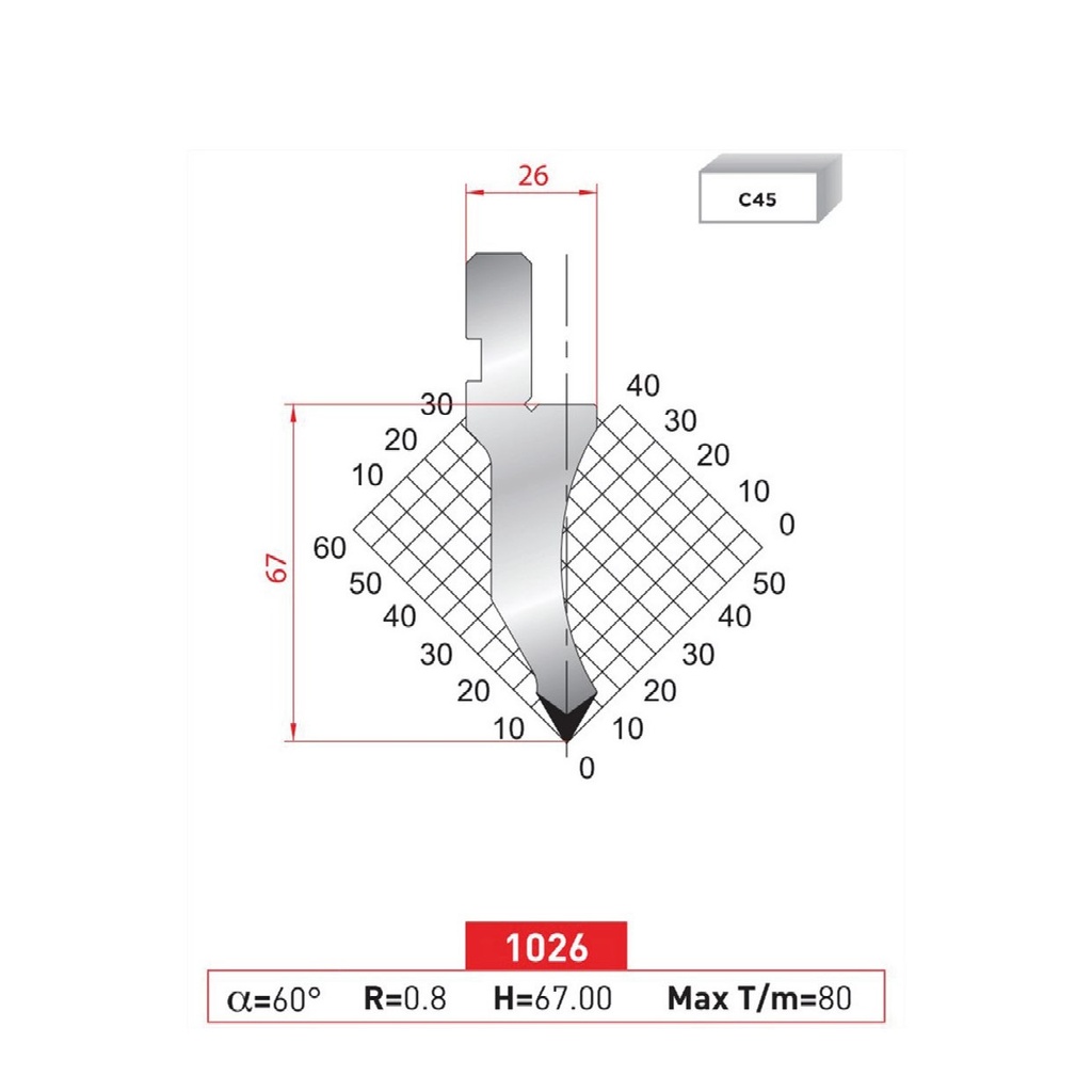 Poinçon type Amada neuf Arrow référence 1026 Lg 415