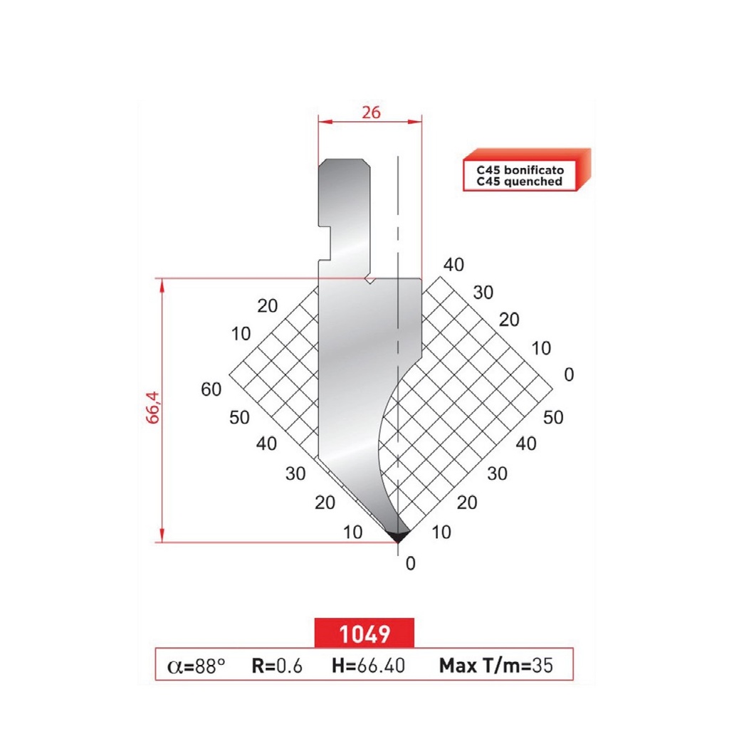 Poinçon type Amada neuf Arrow référence 1049 Lg 415