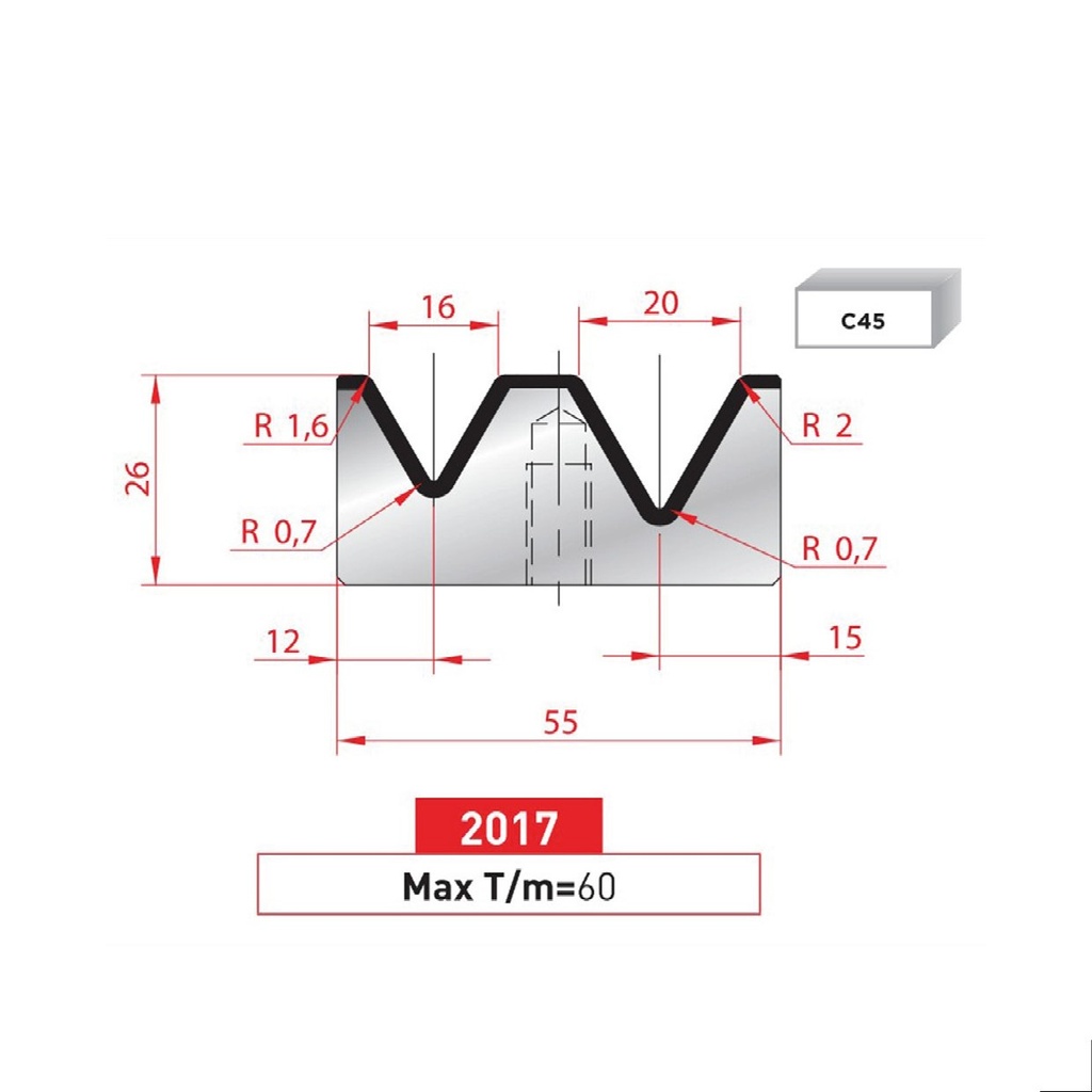 Matrice 2V type AMADA ARROW N°2017 Lg 835