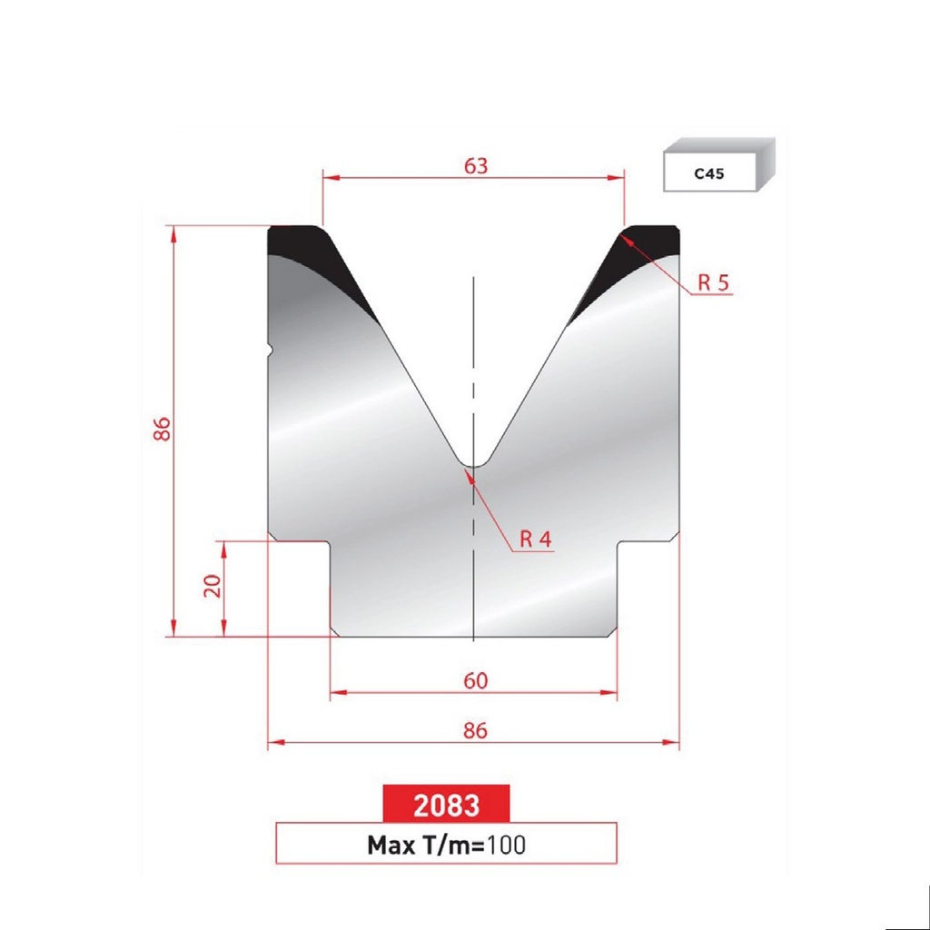 Matrice 1V type AMADA neuve ARROW référence 2083 Lg 835