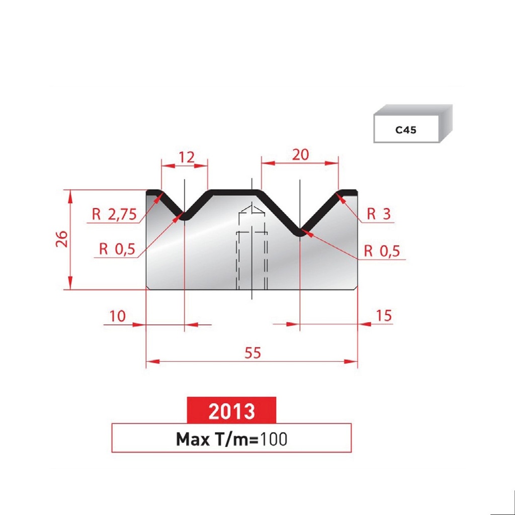Matrice 2V type AMADA ARROW N°2013 Lg 415