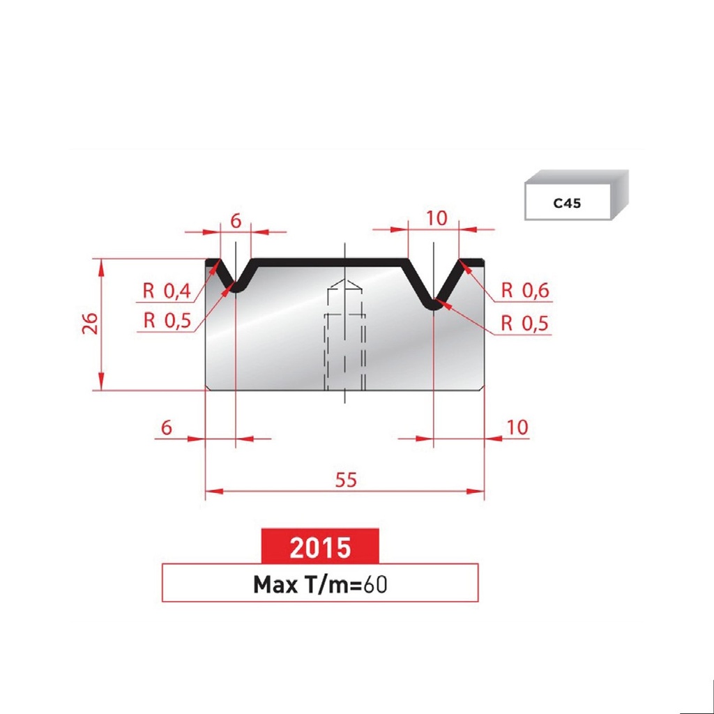 Matrice 2V type AMADA neuve ARROW référence 2015 Lg 415