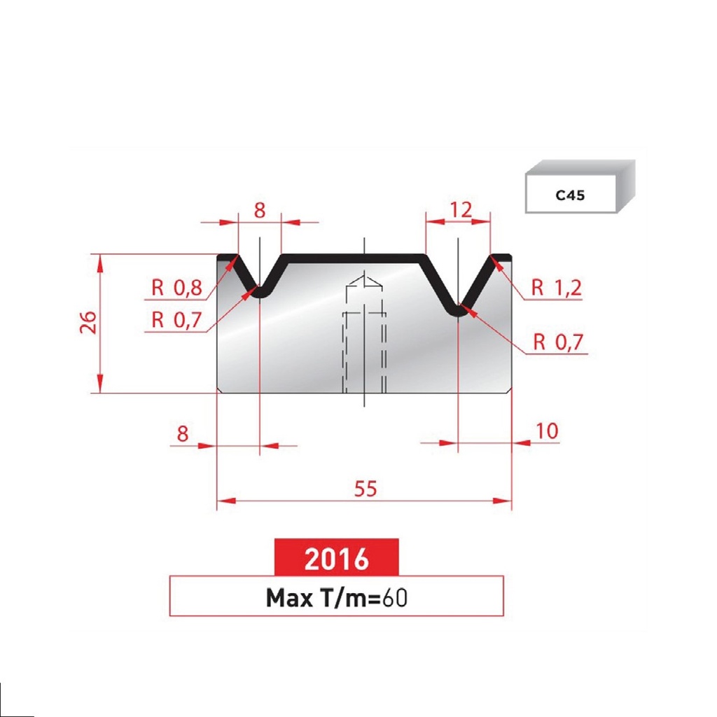 Matrice 2V type AMADA ARROW N°2016 Lg 415