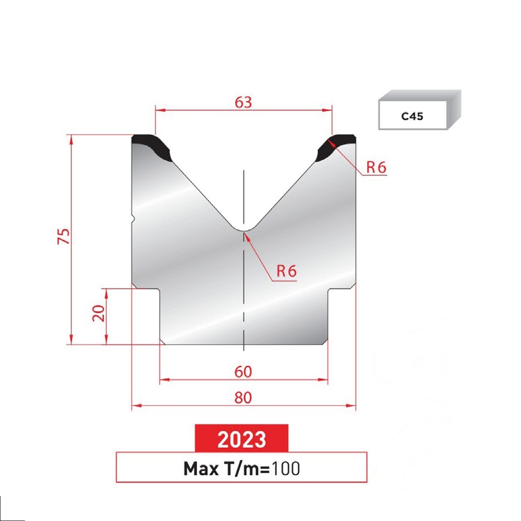 Matrice 1V type AMADA ARROW N°2023 Lg 805 Fractionné