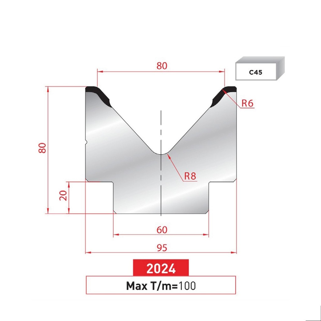 Matrice 1V type AMADA neuve ARROW référence 2024 Lg 805 Fractionné