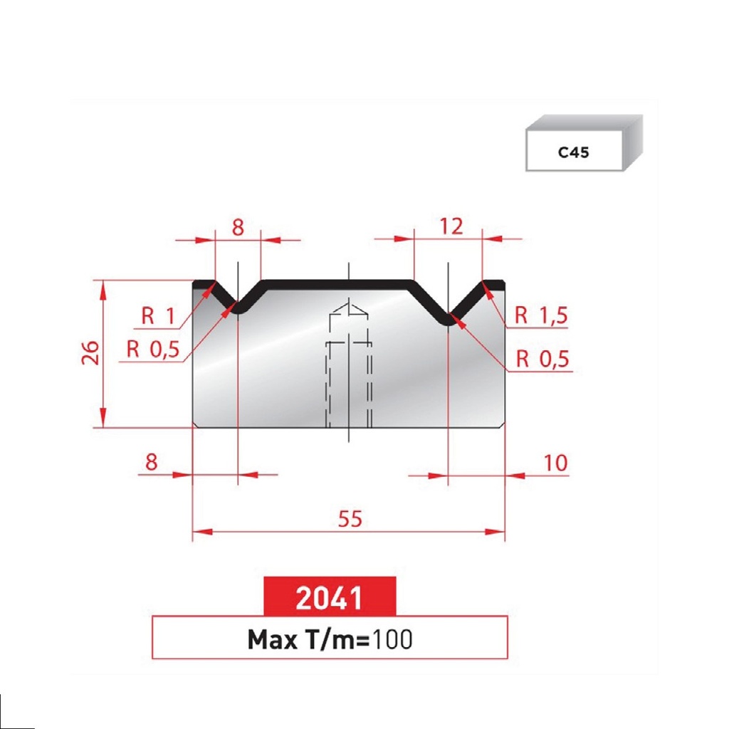 Matrice 2V type AMADA neuve ARROW référence 2041 Lg 415