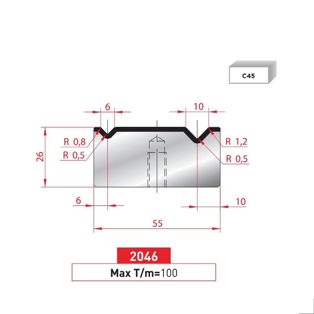 Matrice 2V type AMADA neuve ARROW référence 2046 Lg 415