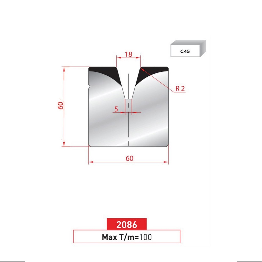 Matrice 1V type AMADA ARROW N°2086 Lg 805 Fractionné