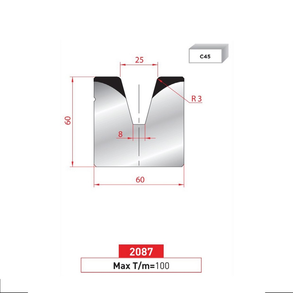 Matrice 1V type AMADA neuve ARROW référence 2087 Lg 415