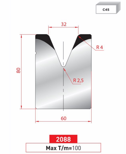 Matrice 1V type AMADA neuve ARROW référence 2088 Lg 415