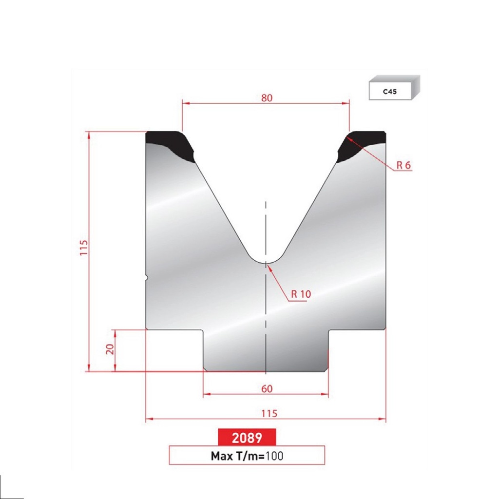 Matrice 1V type AMADA neuve ARROW référence 2089 Lg 805 Fractionné