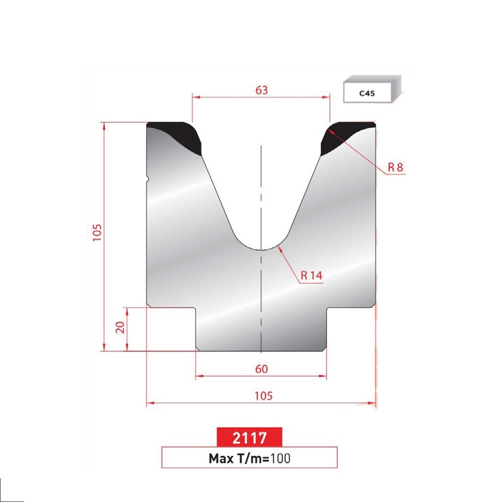 Matrice 1V type AMADA neuve ARROW référence 2117 Lg 415