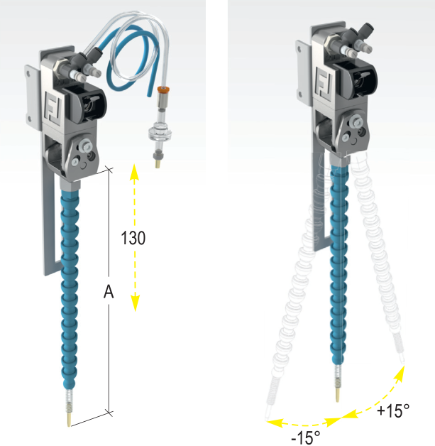 Système de micropulvérisation air-huile Oiljet LTS.02A39 – Buse 390mm, Réglable en hauteur, dégagement rapide