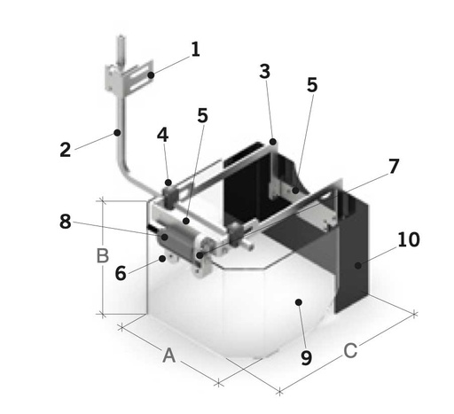 [2NMPER_PTR40/320] Protecteur de sécurité pour perceuses/fraiseuses Bouclier Ø 300 H. 200 mm. - avec micro-interrupteur de sécurité