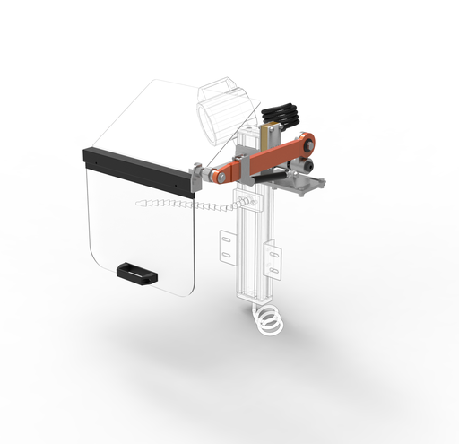 [2NMTOU_PTO14_350] Protecteur du chariot du tour - Avec ouverture verticale et cloison supérieure transparente Protecteur avec ouverture verticale et bouclier L.350mm H.300mm. Avec micro-interrupteur de sécurité