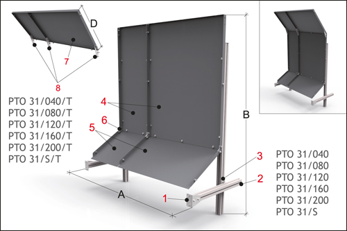 [2NMTOU_PTO31/160] Protection arrière pour tour - assure une bonne protection contre les copeaux et les éclats Protection arrière avec étrier d'ancrage réglable L 1600 H 1200 <> 1600 mm.
