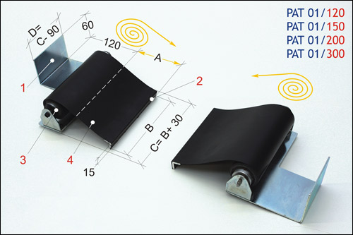 [2NMTOU_PAT01_200] Enrouleur de protection pour barre d'avance de tour - à installer des deux côtés du chariot longitudinal N. 2 Couvercle à enroulement avec bande L 2000 H 200 mm.