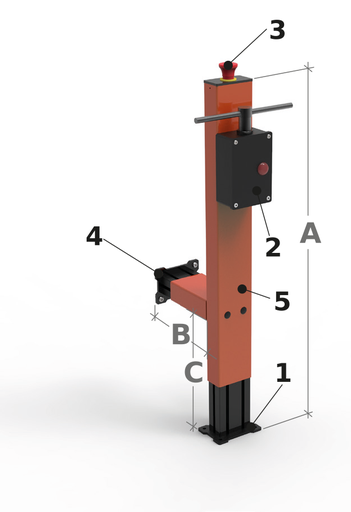 [2NMTOU_CKH01/S] DISPOSITIF DE SÉCURITÉ POUR TOUR - À FIXER SUR LA MACHINE ET AU SOL Porte-clef du mandrin - Pour permettre à la clef de la broche du tour d'être placée en toute sécurité. Avec micro-interrupteur de sécurité - NO STD DIM.