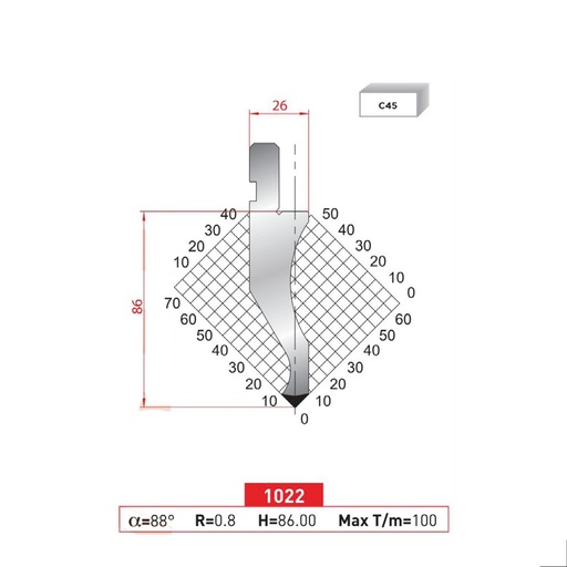 [2NTPLI_EUROSTAMP1022] Poinçon type Amada neuf Arrow référence 1022 Lg 835