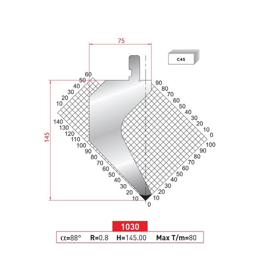 [2NTPLI_EUROSTAMP1030] Poinçon type Amada neuf Arrow référence 1030 Lg 835