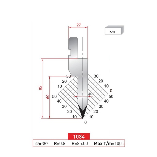 [2NTPLI_EUROSTAMP1034] Poinçon type Amada Arrow N°1034 Lg 835