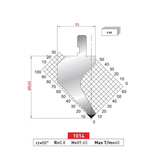[2NTPLI_EUROSTAMP1014_1M] Poinçon type Amada neuf Arrow référence 1014 Lg 415