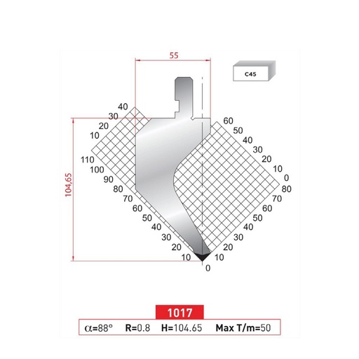 [2NTPLI_EUROSTAMP1017_1M] Poinçon type Amada neuf Arrow référence 1017 Lg 415