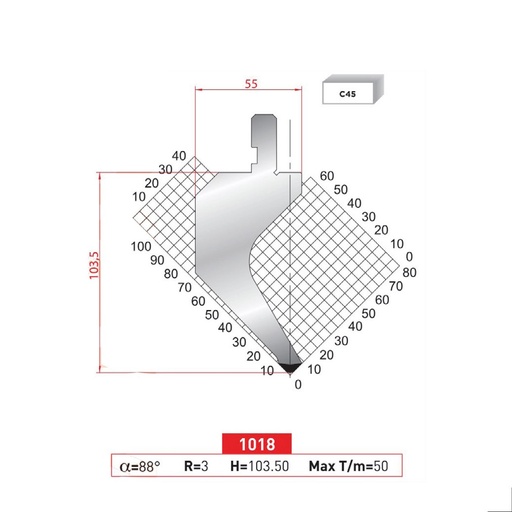 [2NTPLI_EUROSTAMP1018_1M] Poinçon type Amada neuf Arrow référence 1018 Lg 415