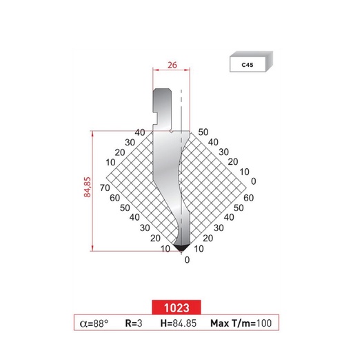 [2NTPLI_EUROSTAMP1023_1M] Poinçon type Amada neuf Arrow référence 1023 Lg 415