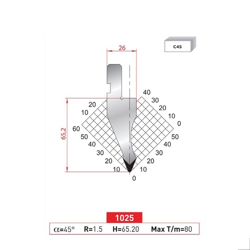[2NTPLI_EUROSTAMP1025_1M] Poinçon type Amada neuf Arrow référence 1025 Lg 415