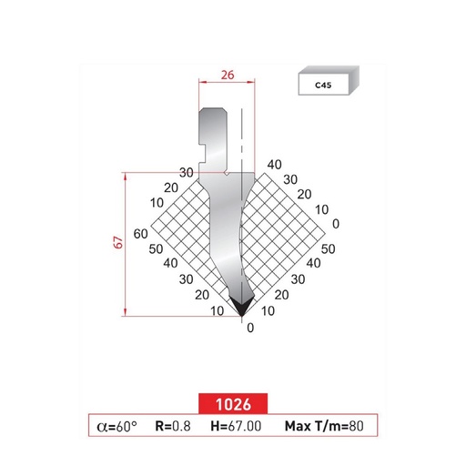 [2NTPLI_EUROSTAMP1026_1M] Poinçon type Amada Arrow N°1026 Lg 415 mm