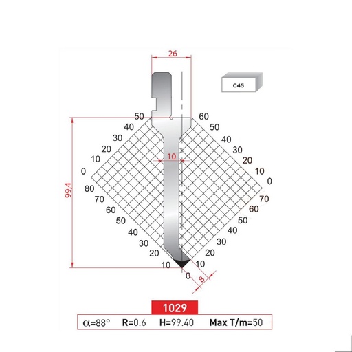 [2NTPLI_EUROSTAMP1029_1M] Poinçon type Amada Arrow N°1029 Lg 415