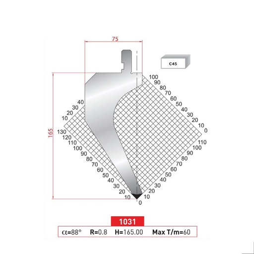 [2NTPLI_EUROSTAMP1031_1M] Poinçon type Amada Arrow N°1031 Lg 415