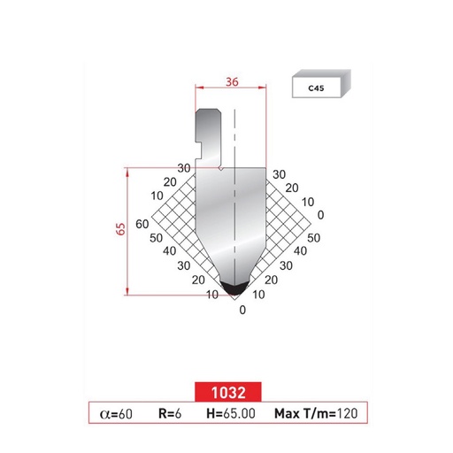 [2NTPLI_EUROSTAMP1032_1M] Poinçon type Amada Arrow N°1032 Lg 415