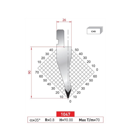 [2NTPLI_EUROSTAMP1047_2F] Poinçon type Amada neuf Arrow référence 1047 Lg 805 Fractionné