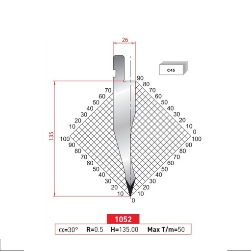 [2NTPLI_EUROSTAMP1052_1M] Poinçon type Amada neuf Arrow référence 1052 Lg 415