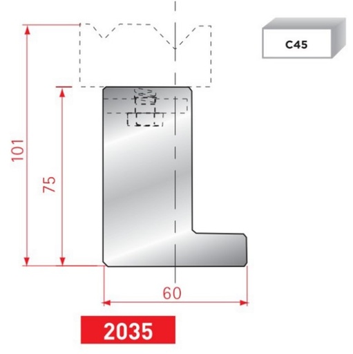 [2NTPLI_EUROSTAMP2035] Support matrice 2V type AMADA ARROW N°2035 Lg 835