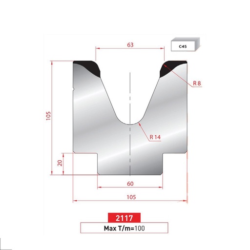[2NTPLI_EUROSTAMP2117] Matrice 1V type AMADA neuve ARROW référence 2117 Lg 835