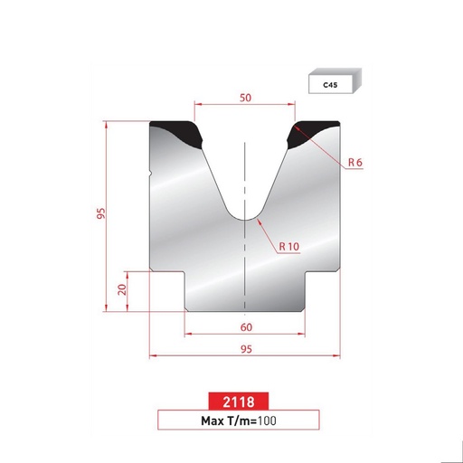 [2NTPLI_EUROSTAMP2118] Matrice 1V type AMADA neuve ARROW référence 2118 Lg 835